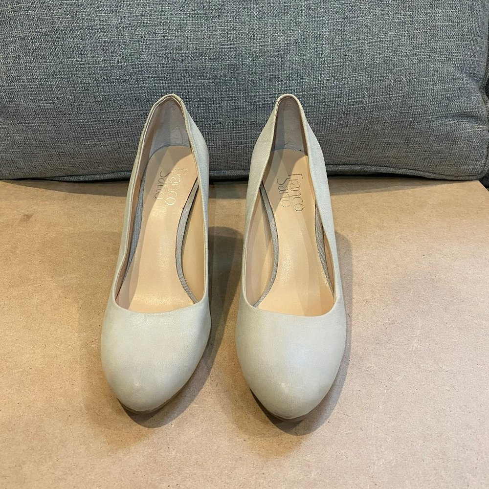 Franco Sarto Grayish-Blue Cork Wedge Heels. Size 8M
